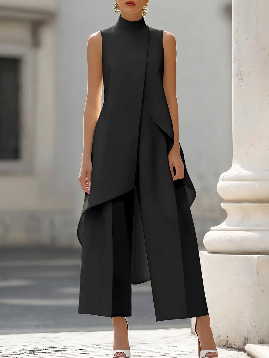 Bernadette – Sleeveless High-Neck Wide-Leg Set