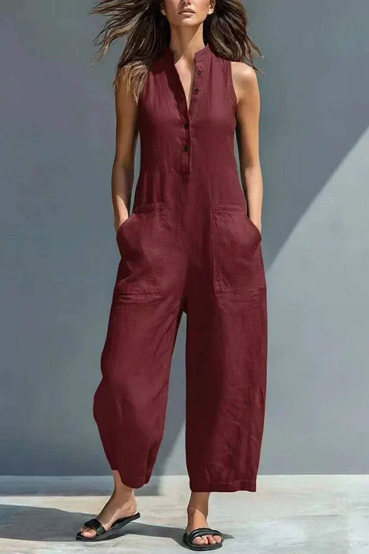 Aubree | Elegant Linen-Look Jumpsuit
