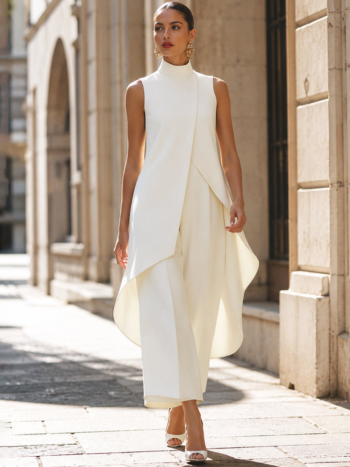 Bernadette – Sleeveless High-Neck Wide-Leg Set