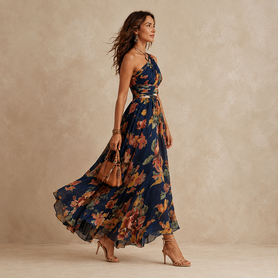 Amanda – One-Shoulder Floral Maxi Dress