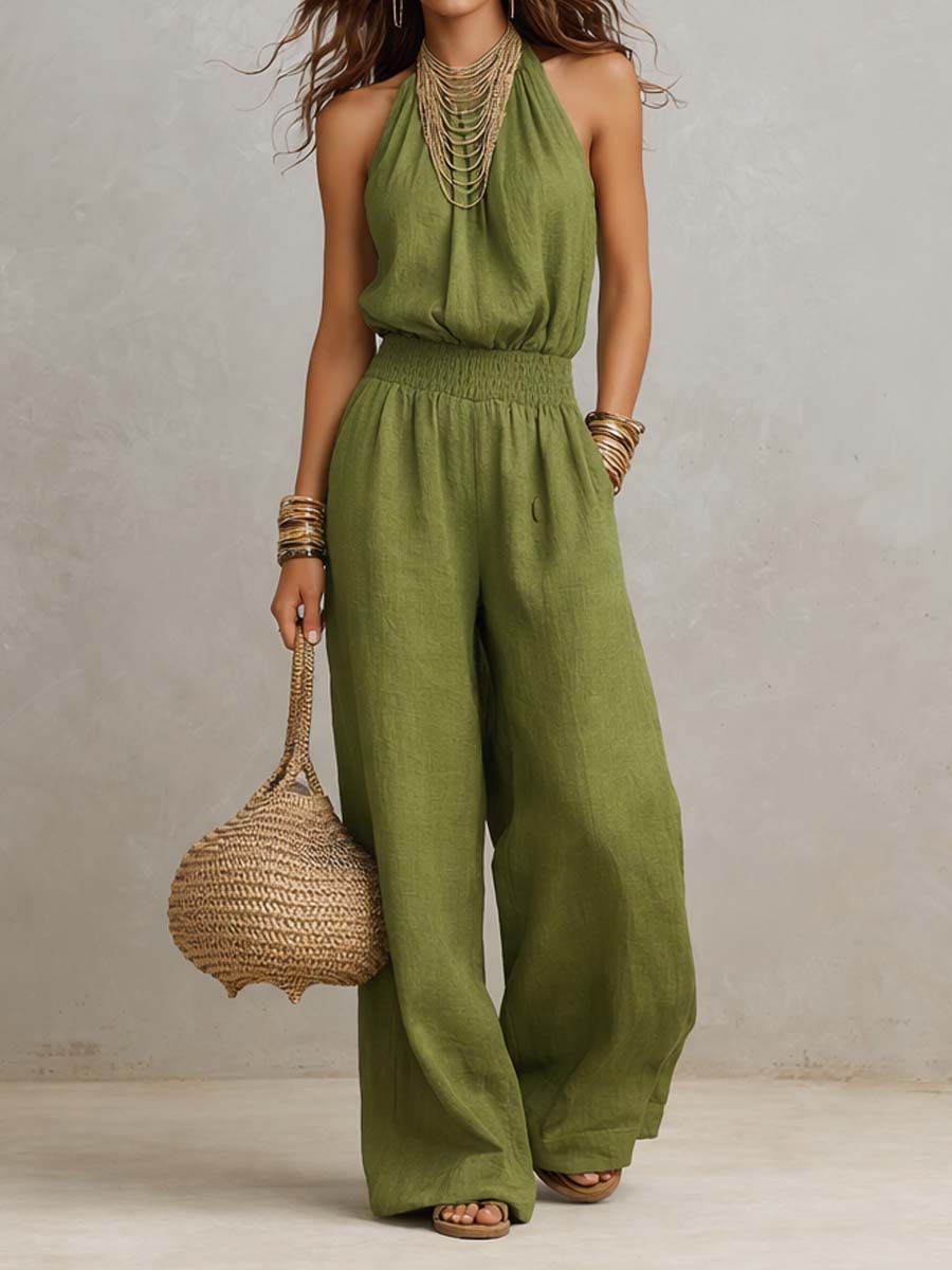 Bernadette – Halter Neck Wide-Leg Jumpsuit