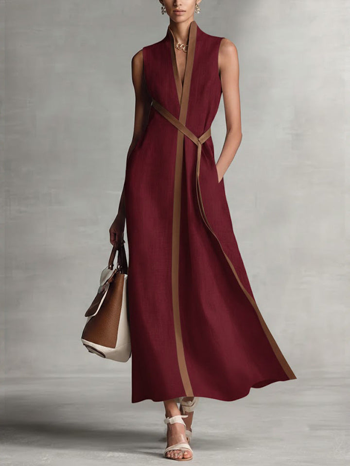Ruby – Contrast Trim Sleeveless Maxi Dress