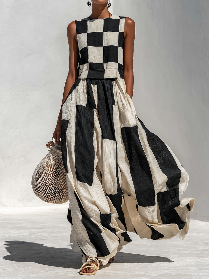Annette – Sleeveless Contrast Maxi Set