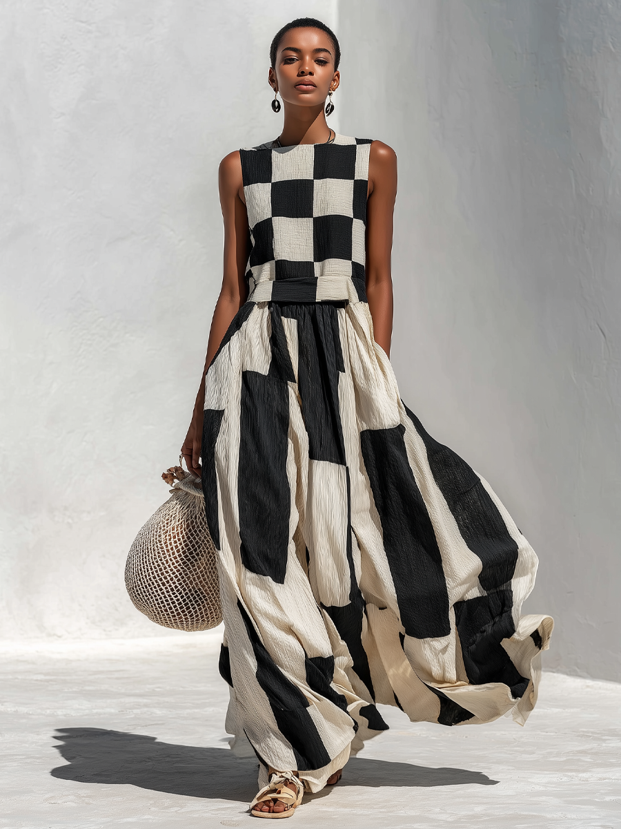 Annette – Sleeveless Contrast Maxi Set
