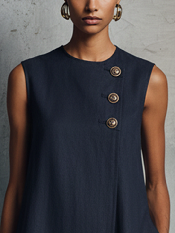 Wendy – Asymmetric Button Mini Dress