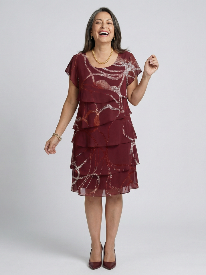Bernadette | Composed Abstract Knee Length Dress