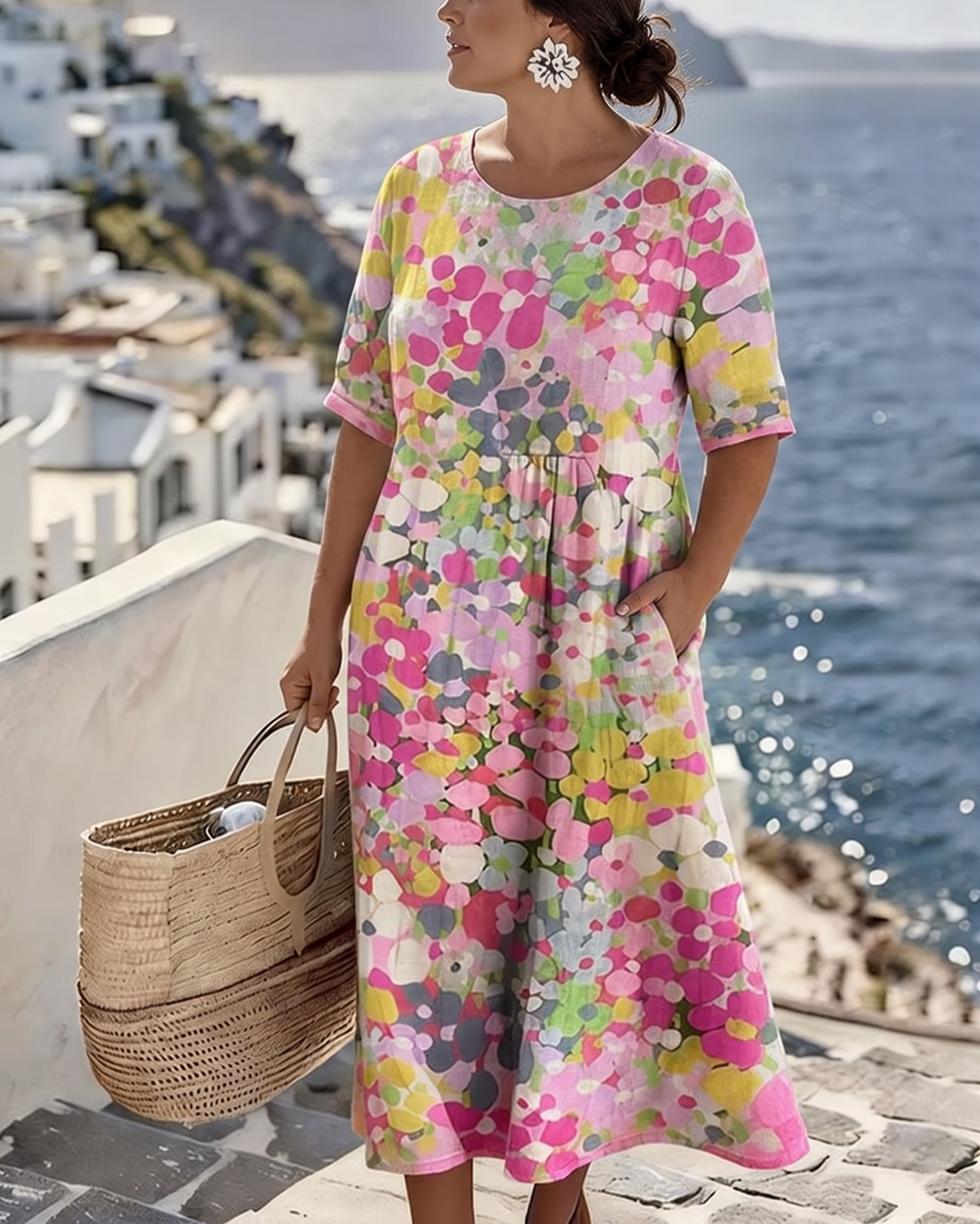 Mary – Floral Print Relaxed Midi Dress