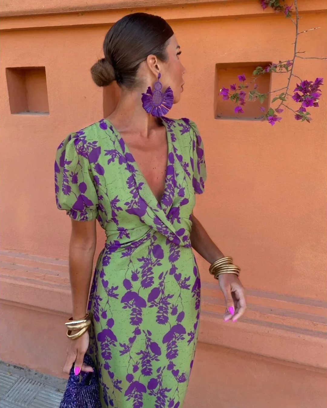 Michelle – Floral Wrap-Style Midi Dress