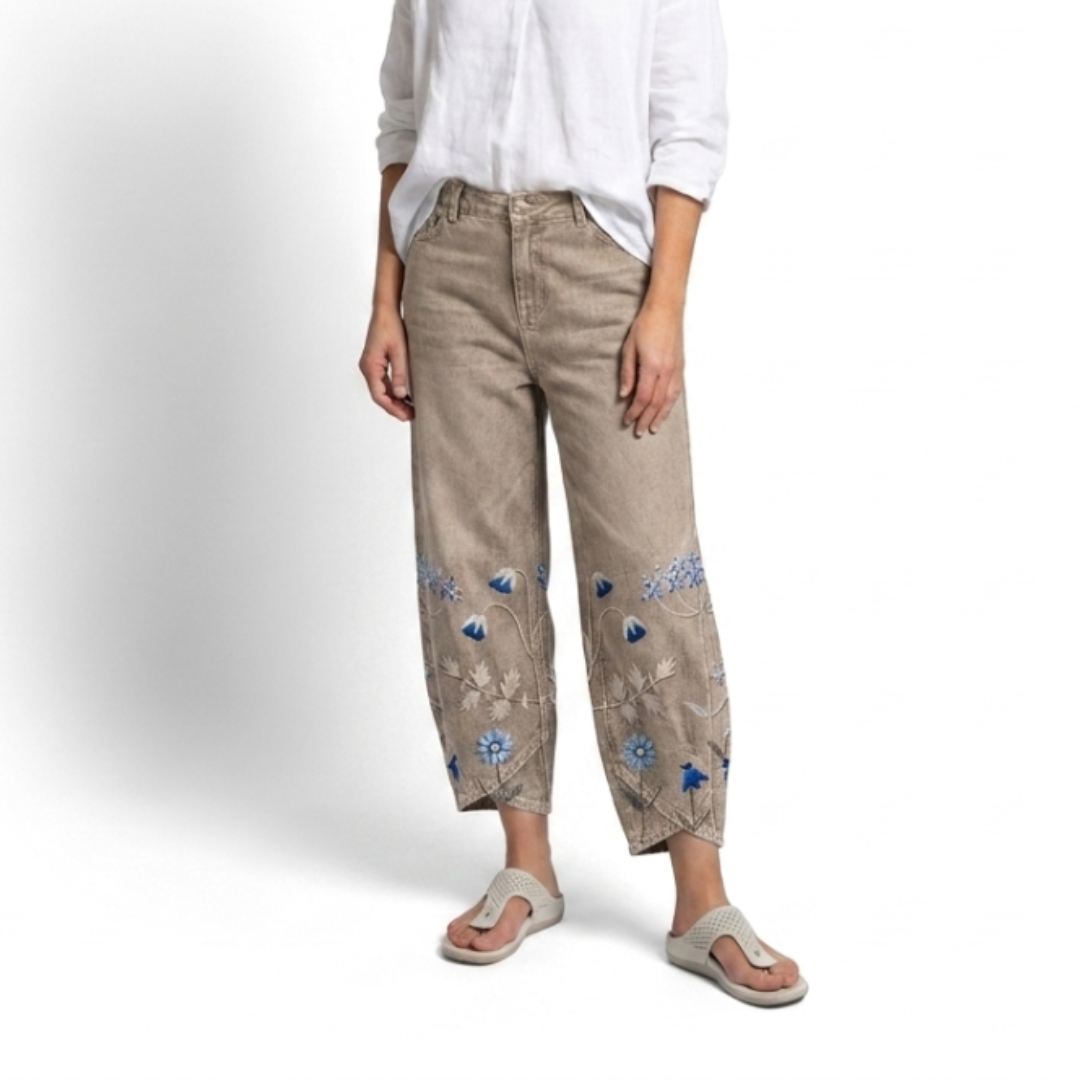 Rhonda – Floral Embroidered Casual Pants