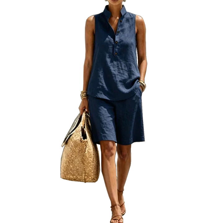 Dorothy – Linen-Look Sleeveless Top and Shorts Set