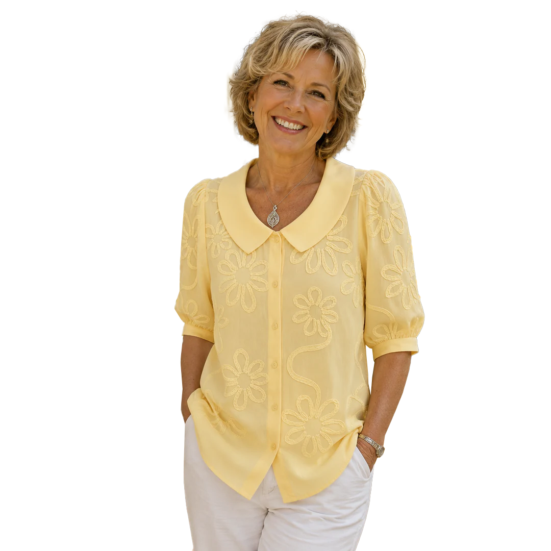 Victoria – Embroidered Floral Peter Pan Collar Blouse