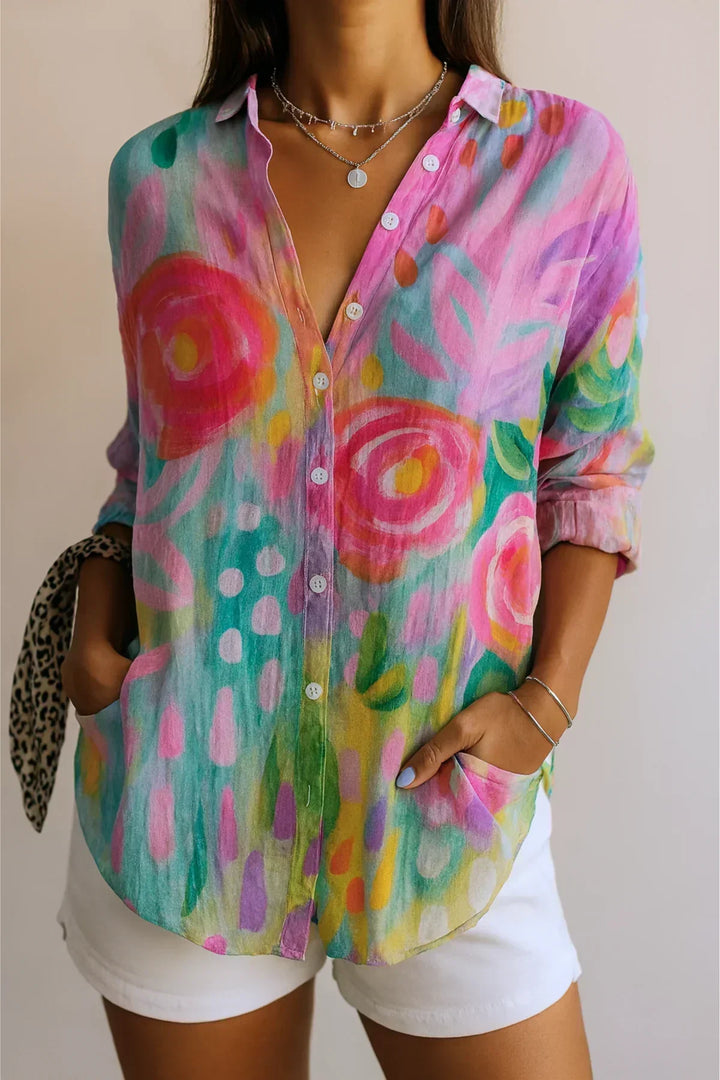 Tania – Artistic Floral Print Blouse