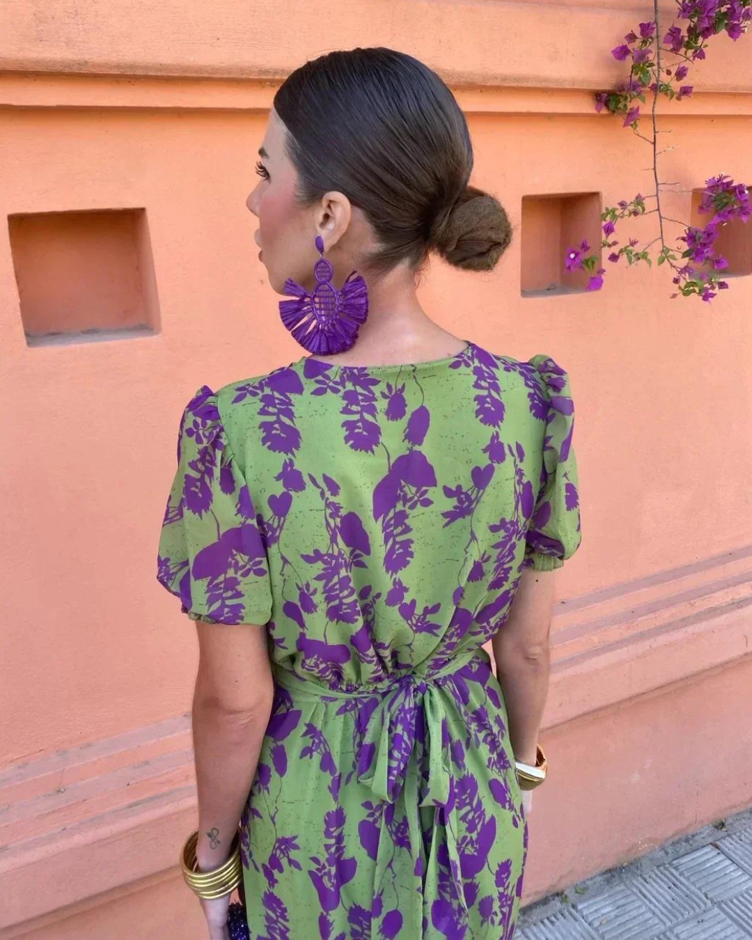 Michelle – Floral Wrap-Style Midi Dress