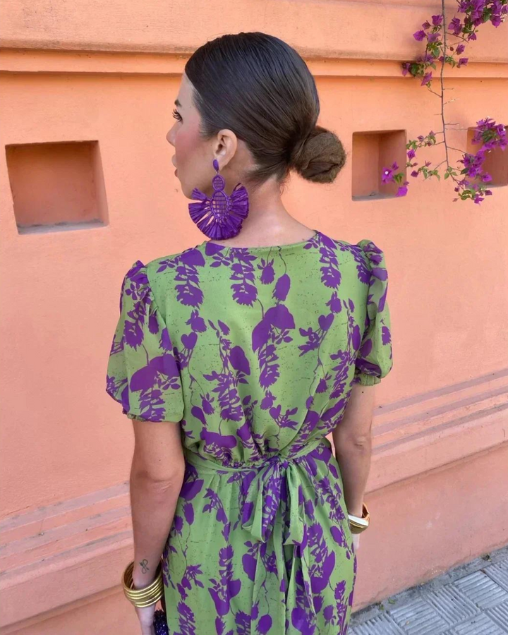 Michelle – Floral Wrap-Style Midi Dress