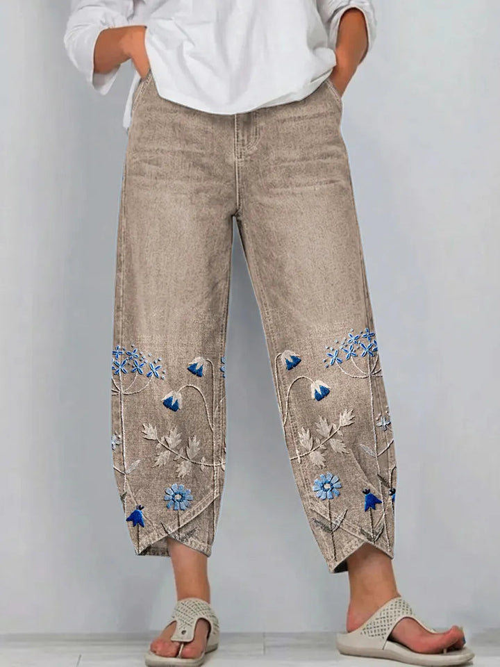 Rhonda – Floral Embroidered Casual Pants