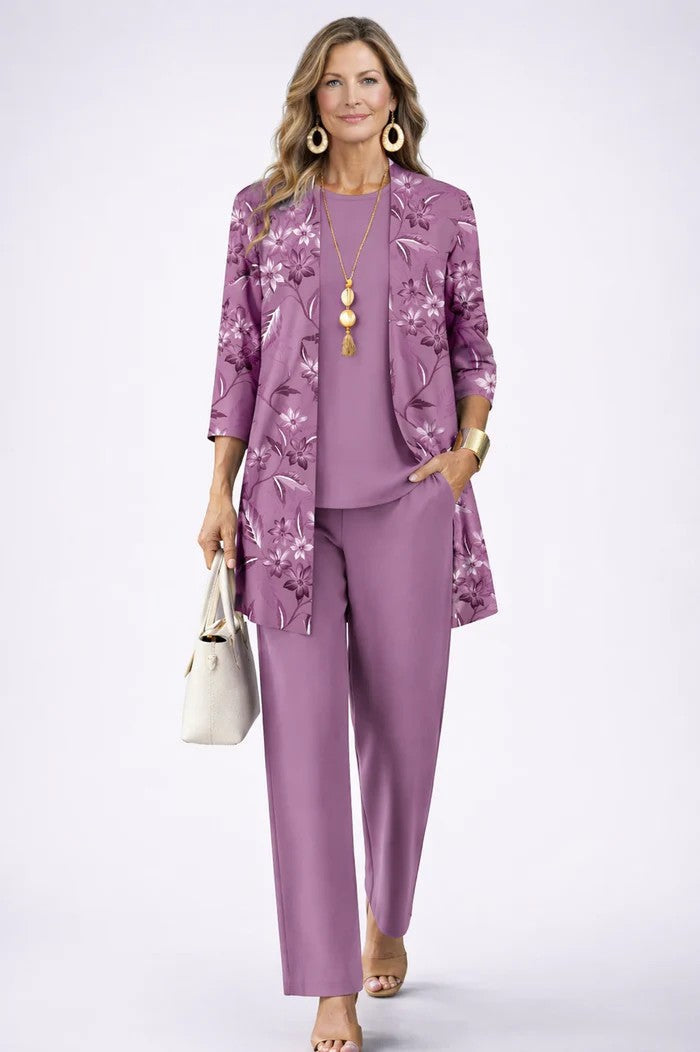 Jacqueline – Relaxed Tropical Print Three-Piece Set
