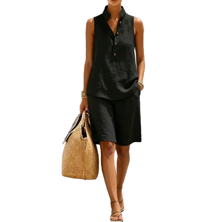 Dorothy – Linen-Look Sleeveless Top and Shorts Set