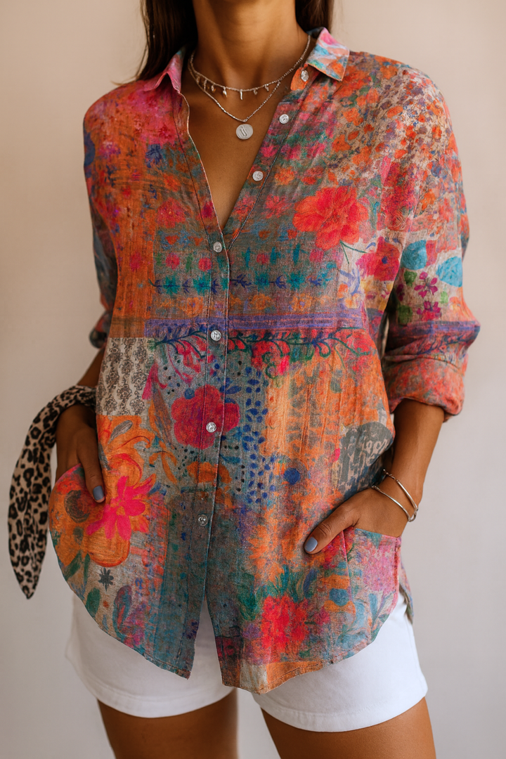 Tania – Artistic Floral Print Blouse