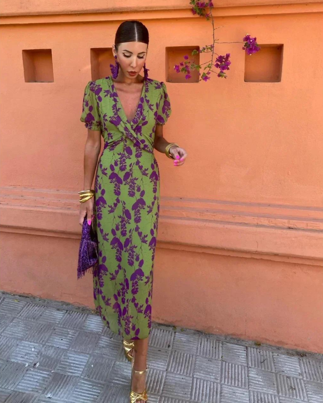 Michelle – Floral Wrap-Style Midi Dress