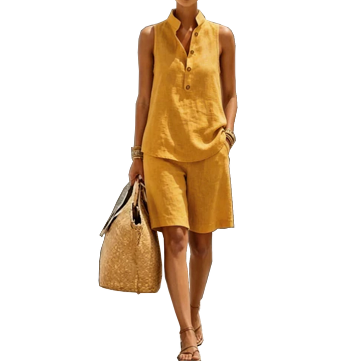 Dorothy – Linen-Look Sleeveless Top and Shorts Set
