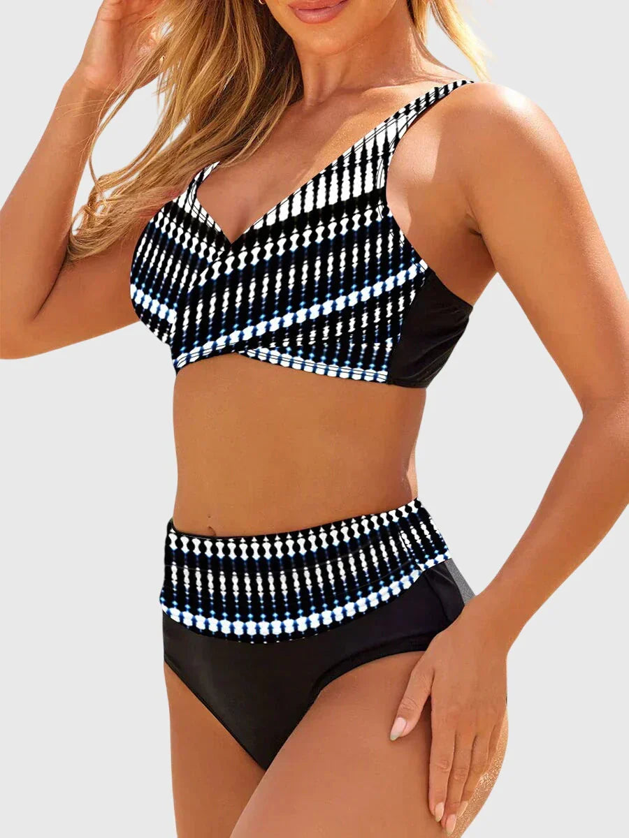 Maureen – Crossover Striped Two-Piece Bikini