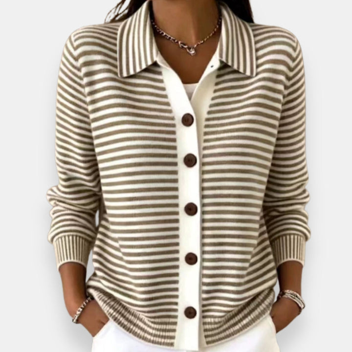 Kerry – Striped Button-Down Cardigan