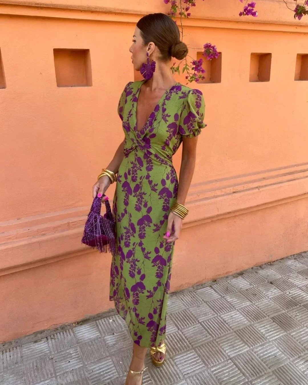 Michelle – Floral Wrap-Style Midi Dress