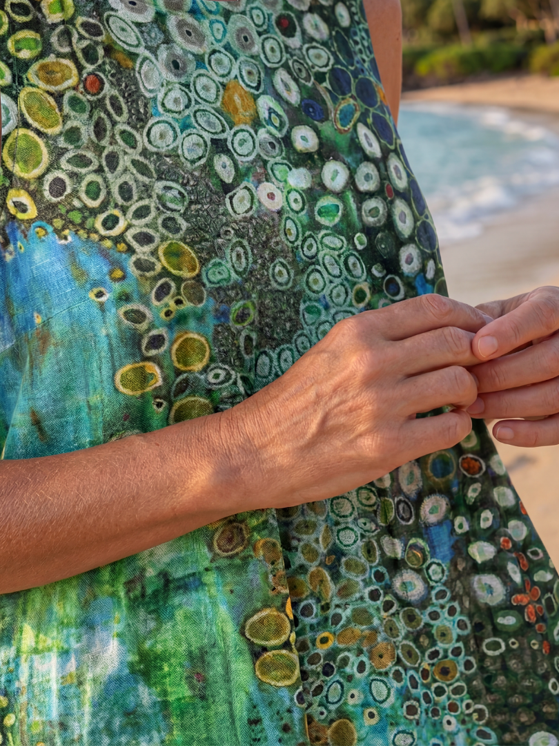 Julia – Abstract Mosaic Sleeveless Midi Dress