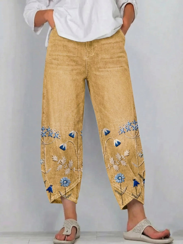 Rhonda – Floral Embroidered Casual Pants