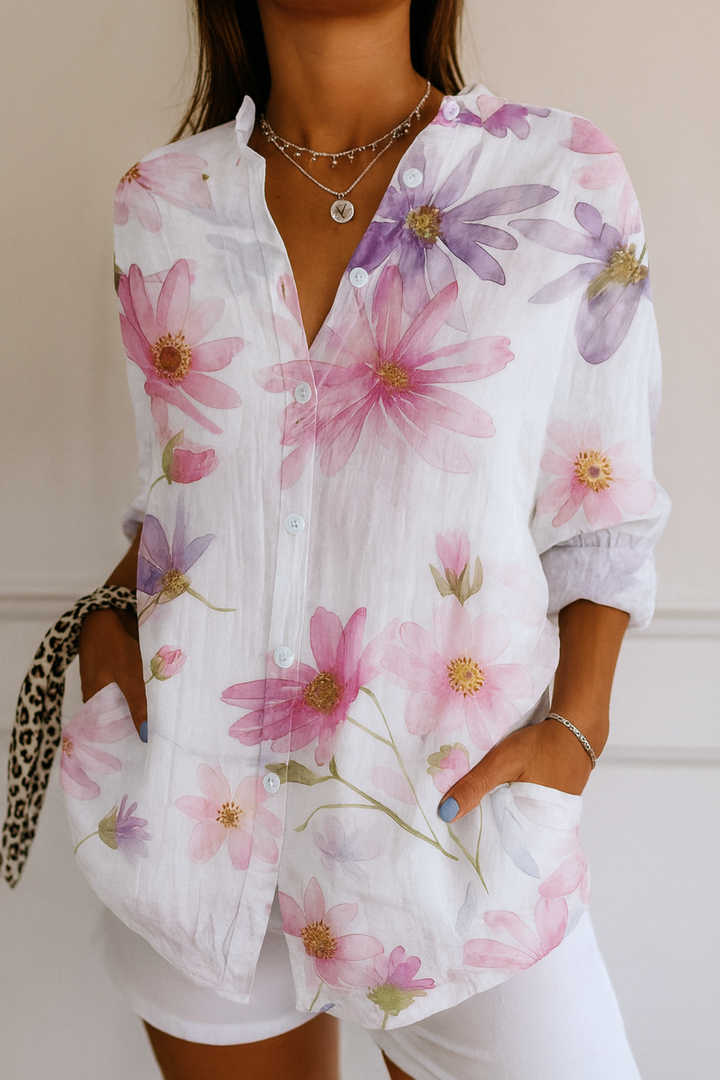 Tania – Artistic Floral Print Blouse