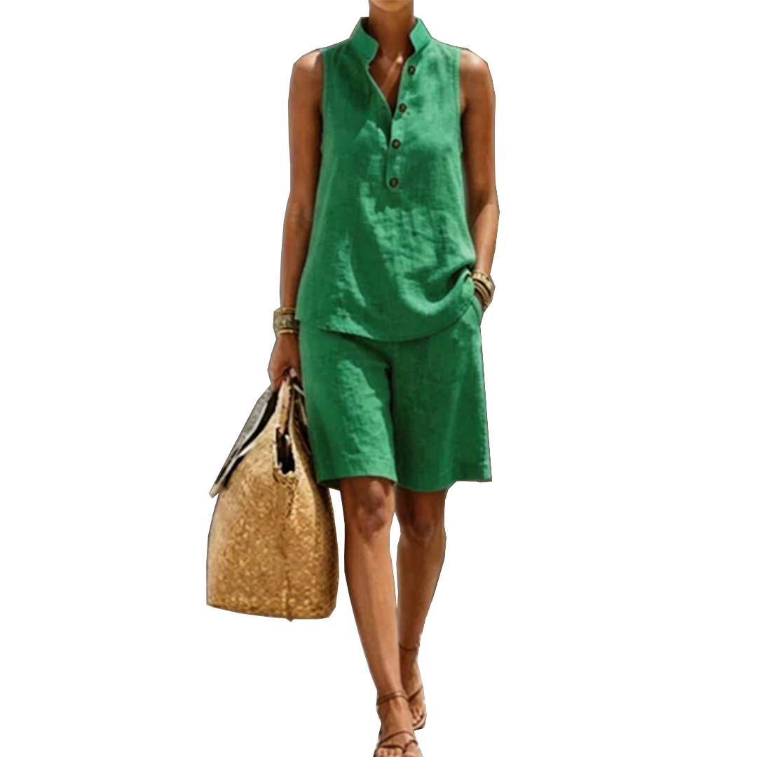 Dorothy – Linen-Look Sleeveless Top and Shorts Set