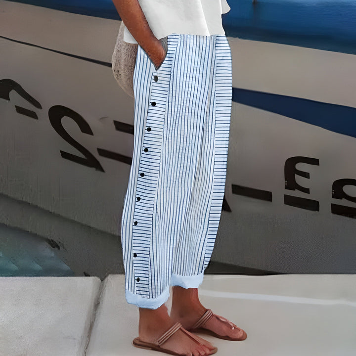 Michelle – Striped Straight-Leg Pants with Pockets