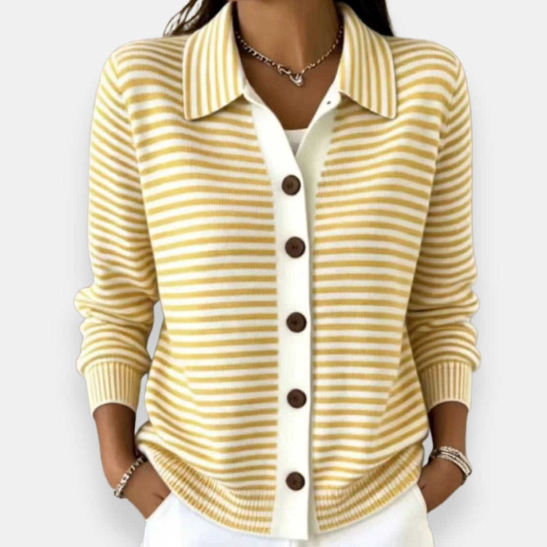 Kerry – Striped Button-Down Cardigan