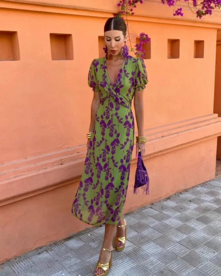 Michelle – Floral Wrap-Style Midi Dress