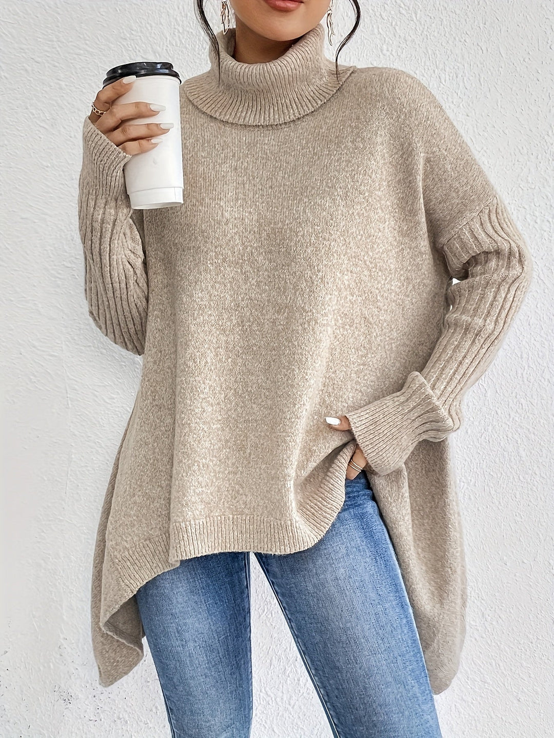 Karen – Oversized Turtleneck Knit Jumper