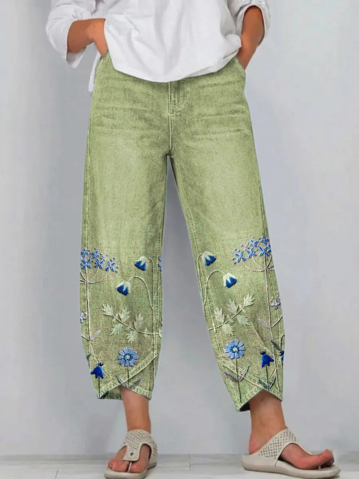 Rhonda – Floral Embroidered Casual Pants