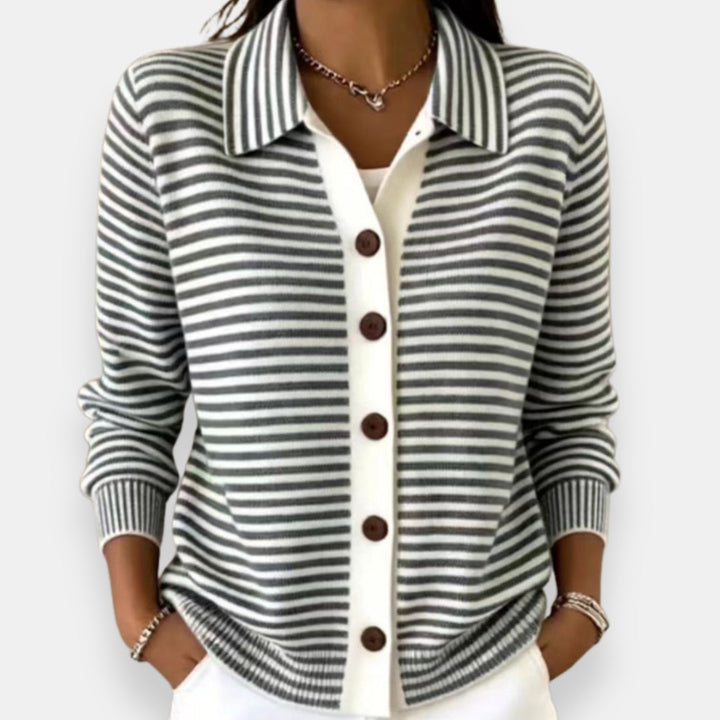 Kerry – Striped Button-Down Cardigan