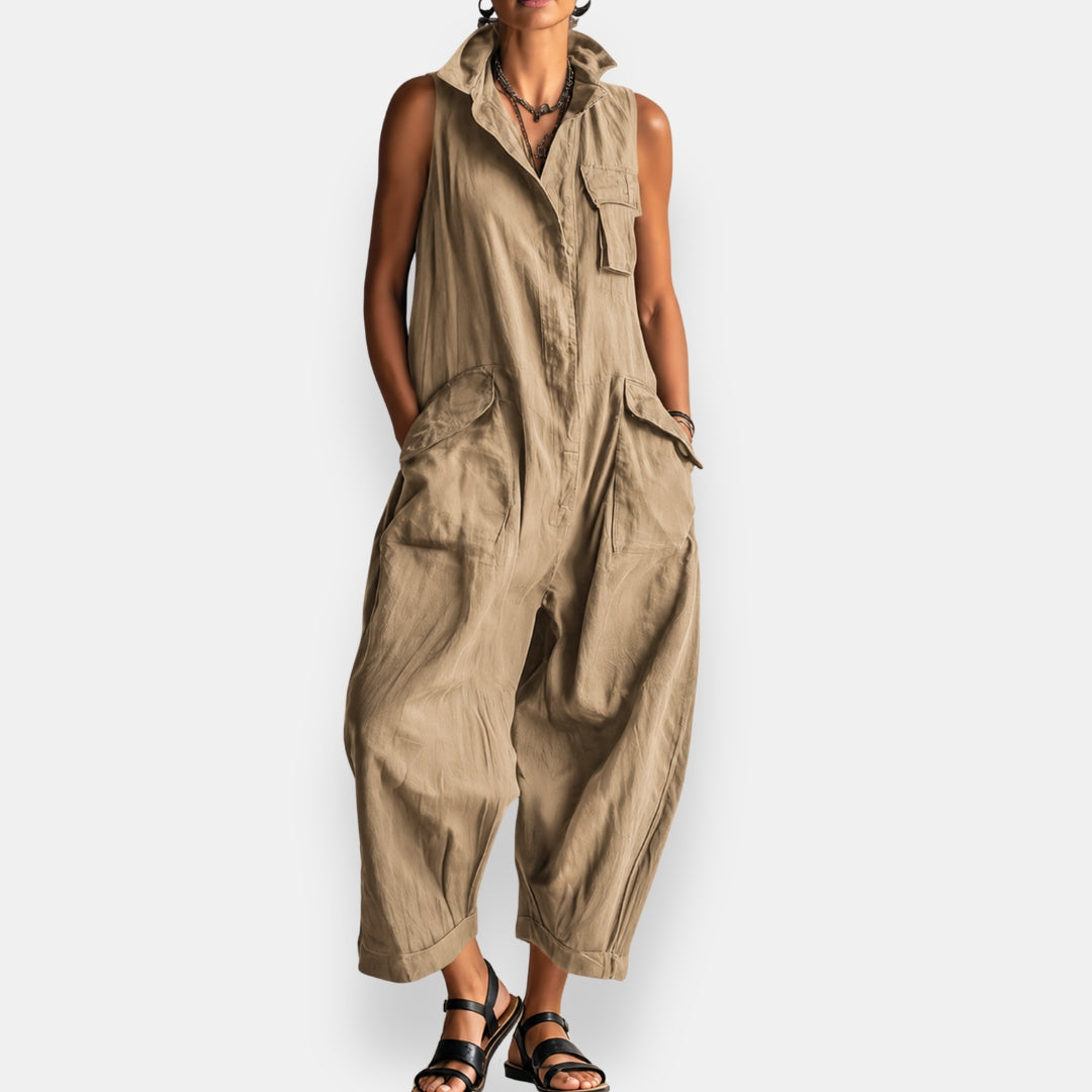 Victoria – Sleeveless Cargo Jumpsuit