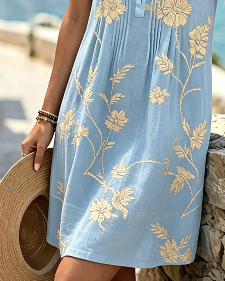 Robin – Pleated Floral Shift Midi Dress