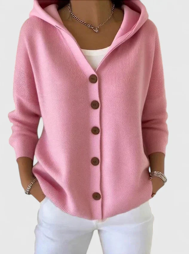 Marilyn – Hooded Button-Down Knit Cardigan