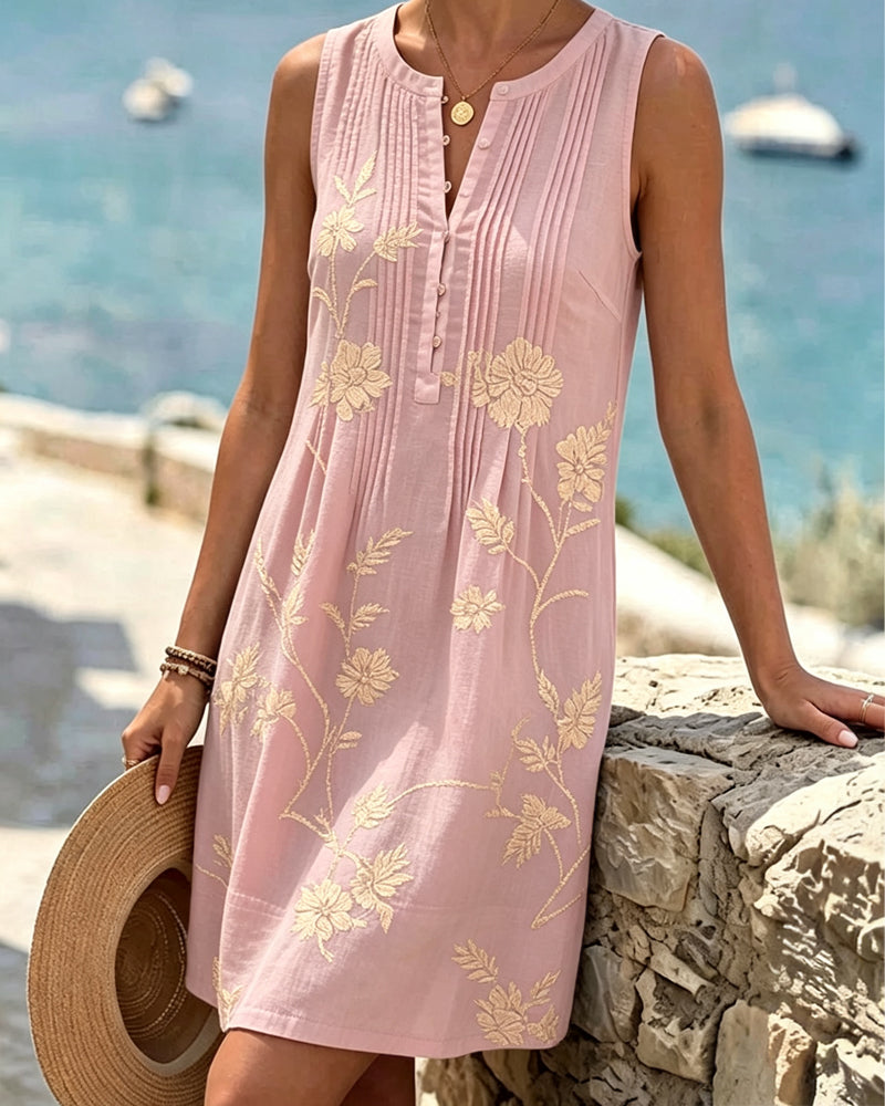 Robin – Pleated Floral Shift Midi Dress
