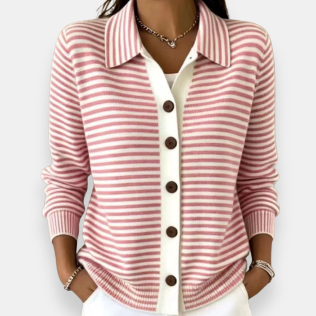 Kerry – Striped Button-Down Cardigan