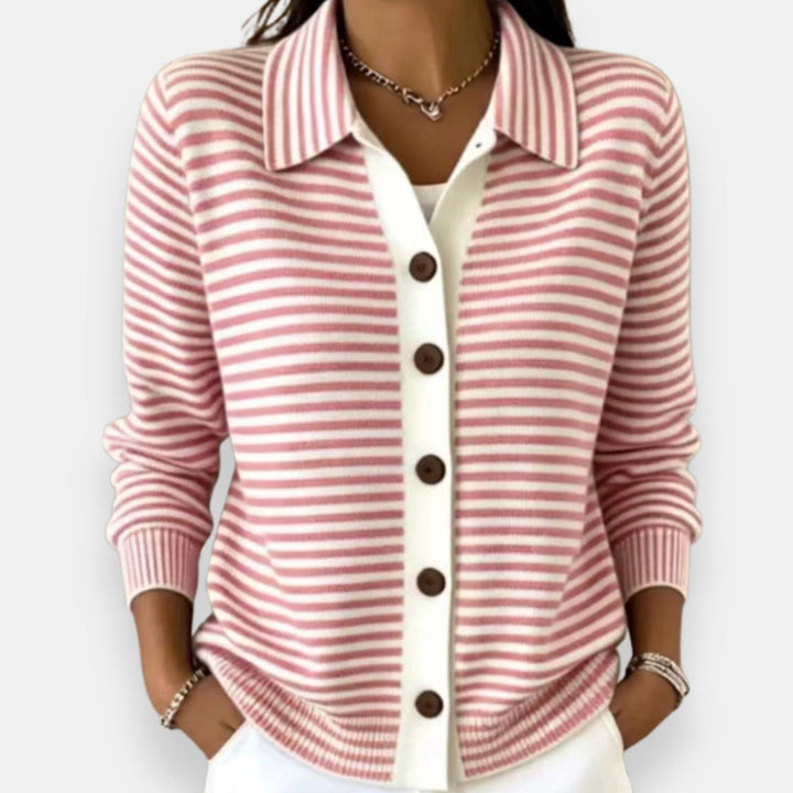 Kerry – Striped Button-Down Cardigan