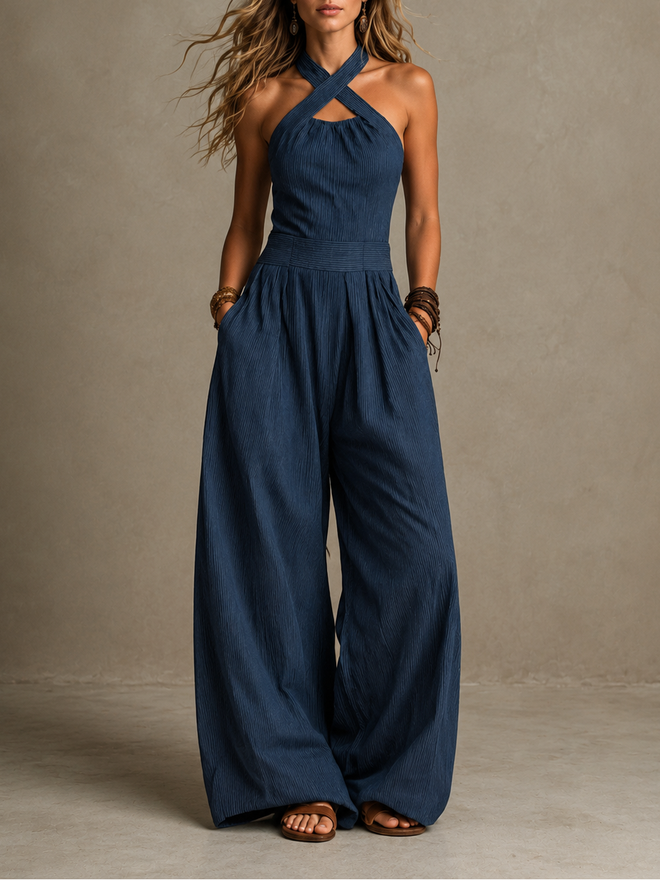 Joan – Wide-Leg Halter Jumpsuit