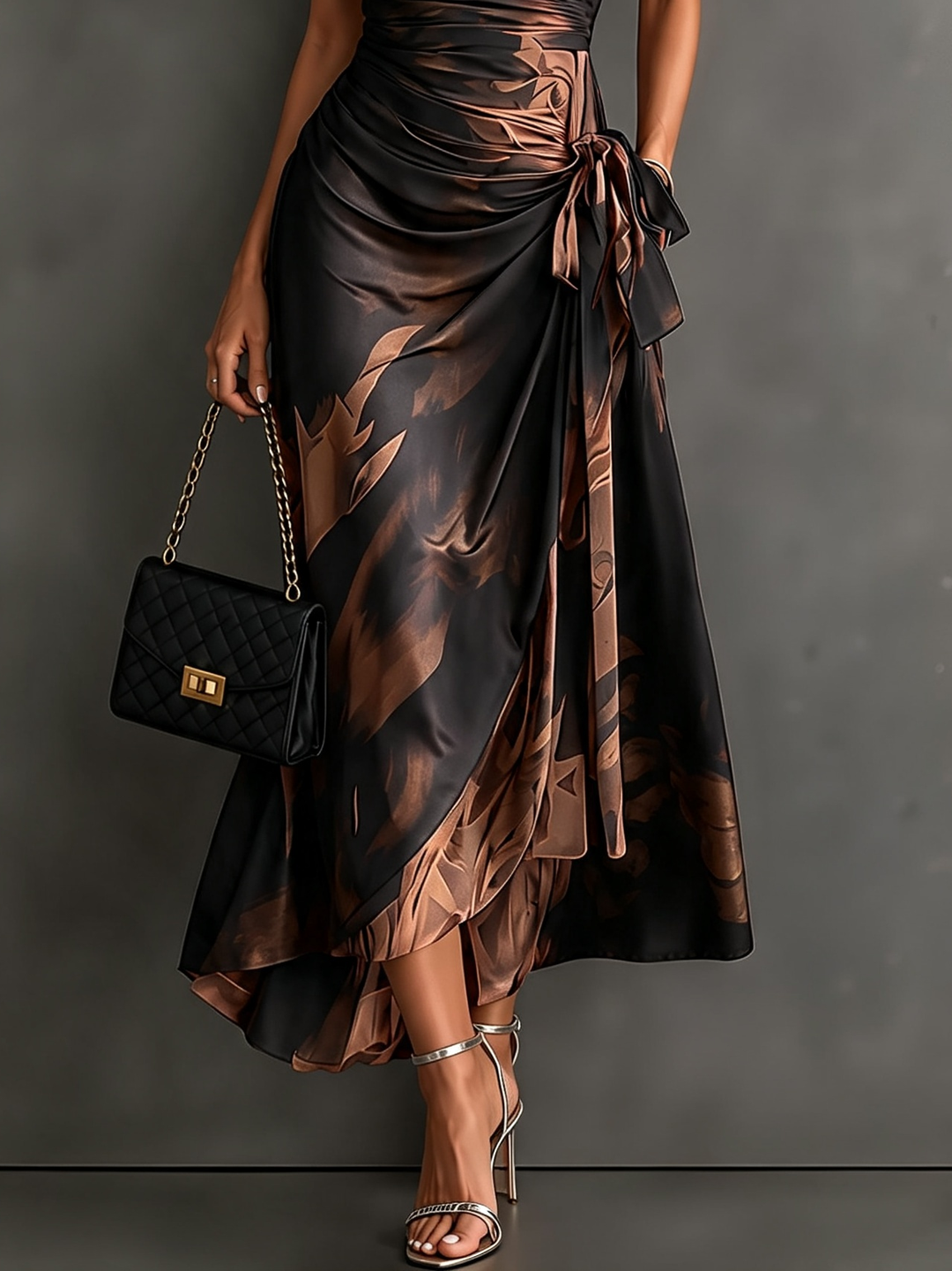 Melinda – Wrap Midi Dress with Abstract Print