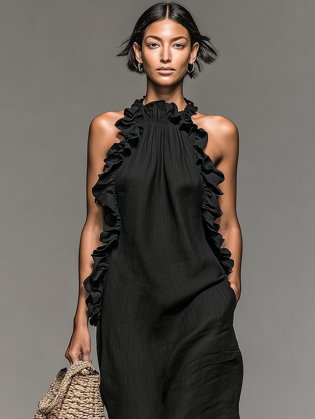 Pamela – Ruffled Halterneck Maxi Dress