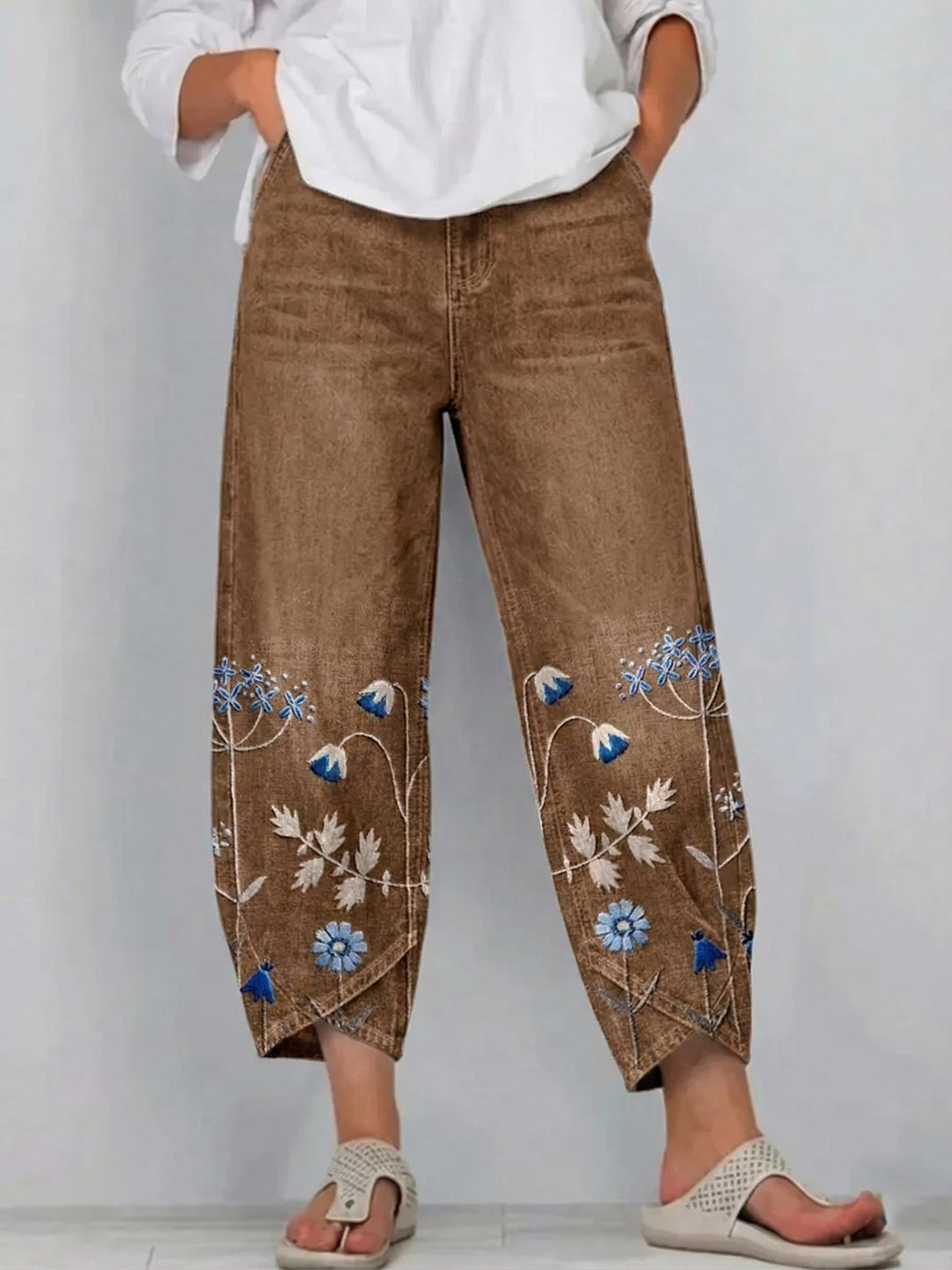Rhonda – Floral Embroidered Casual Pants