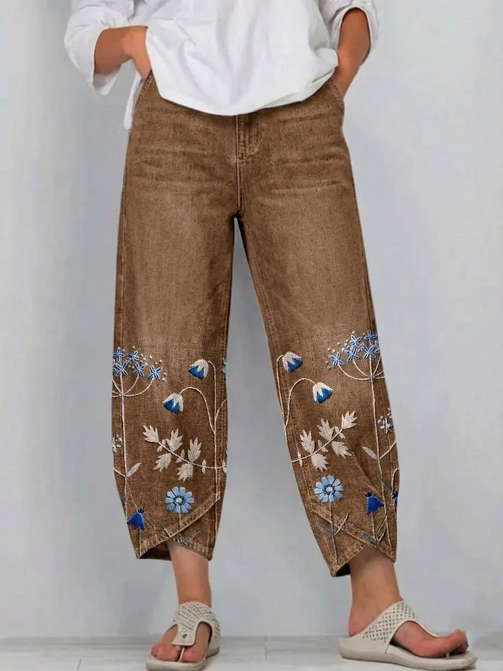 Rhonda – Floral Embroidered Casual Pants