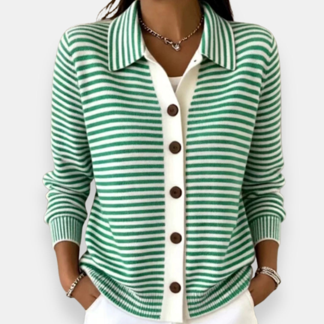Kerry – Striped Button-Down Cardigan