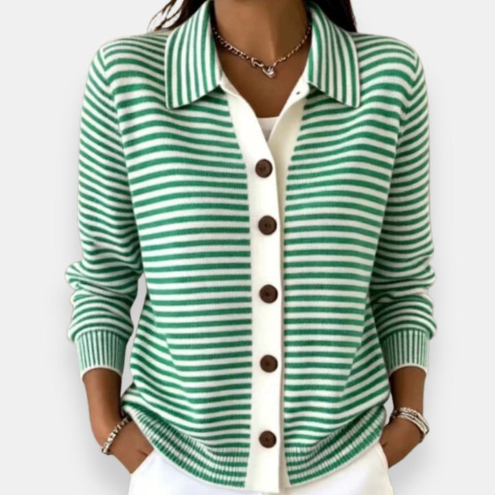 Kerry – Striped Button-Down Cardigan